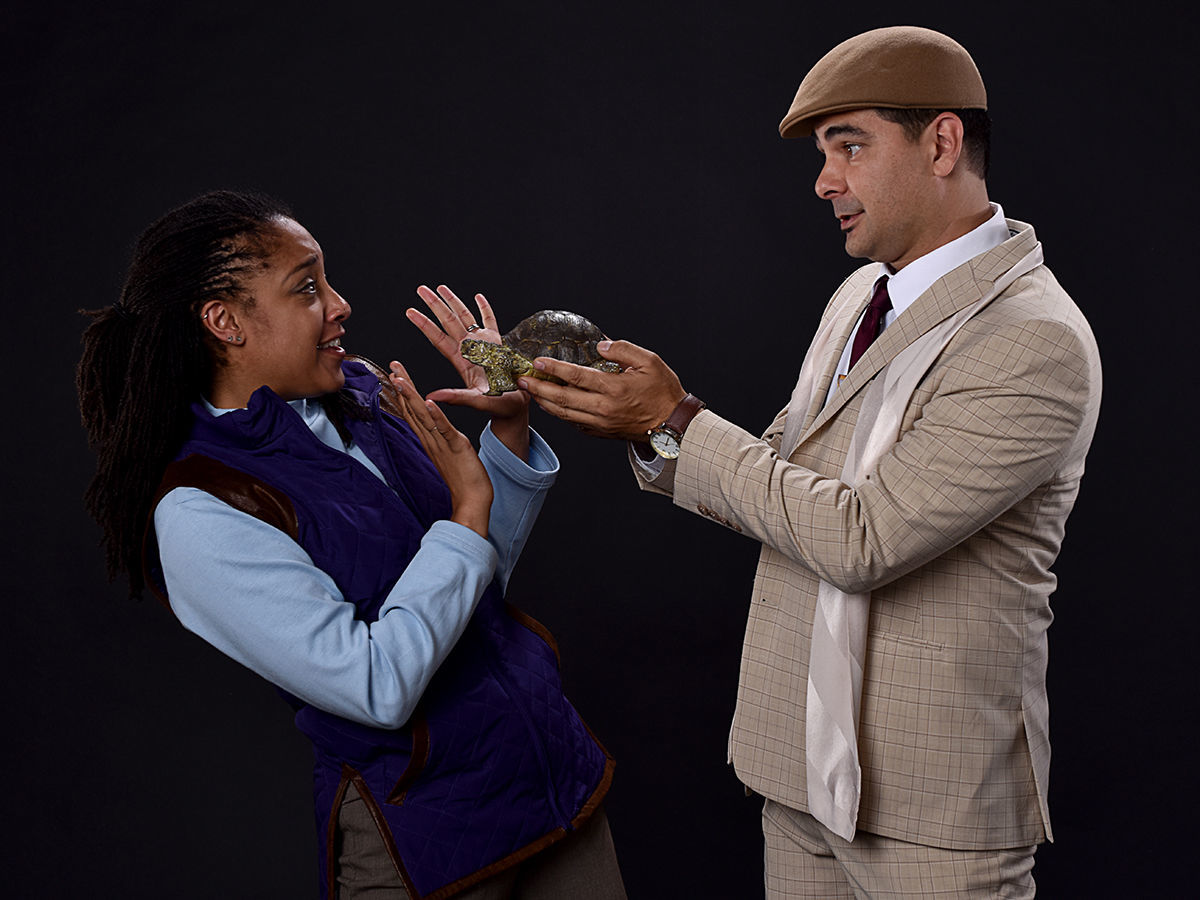 Amani Dorn as Hannah Jarvis and George Walker as Bernard Nightingale in a scene from "Arcadia"